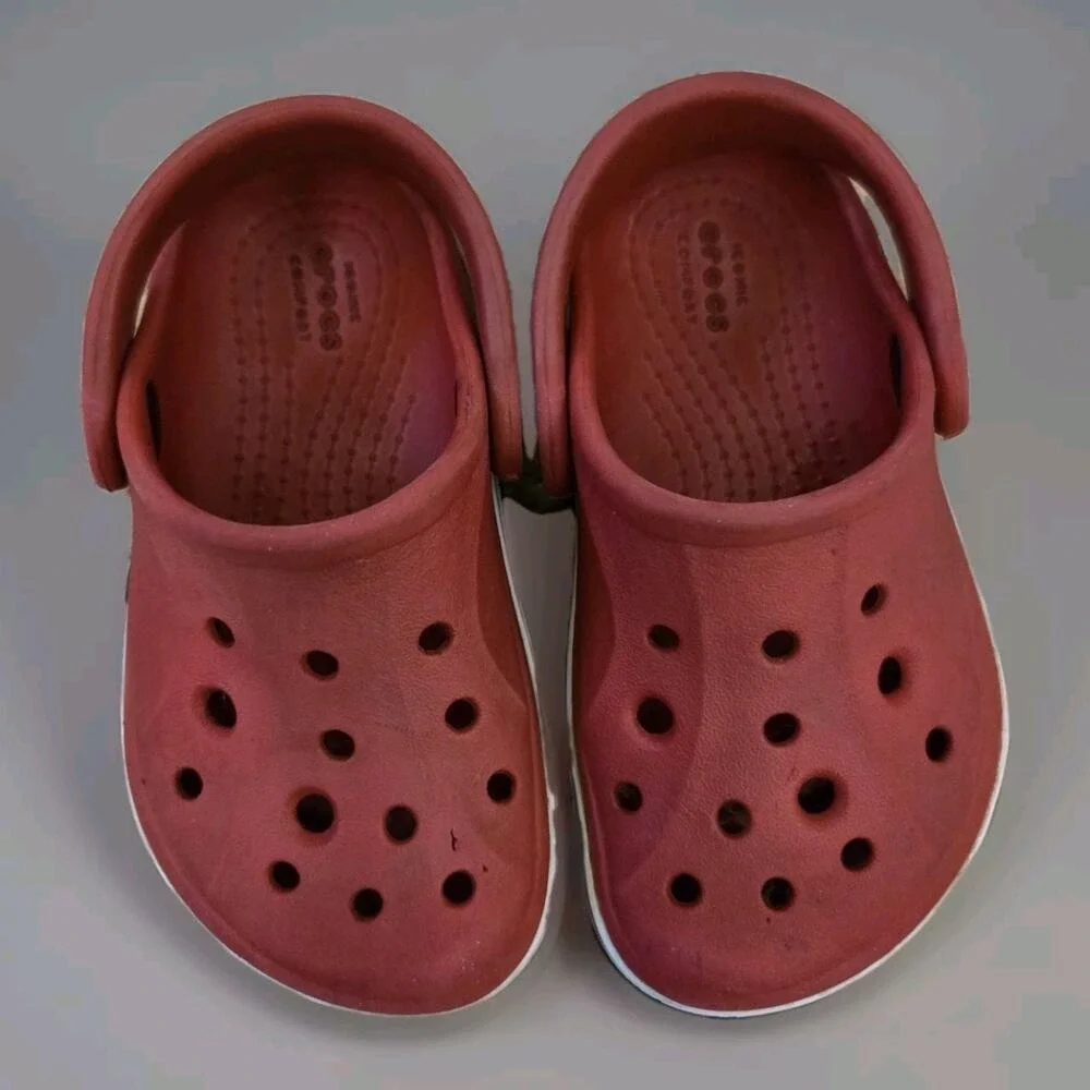 Crocs Kids Crocband Clog‎ Red White Black Sporty Slip On Sandals Size C8